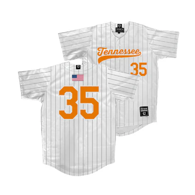 Tennessee Volunteers #35 Michael Sharman Nike 2025 White Pinstripe Baseball Game Jersey