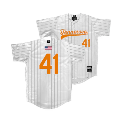 Tennessee Volunteers #41 Jaxon Walker Nike 2025 White Pinstripe Baseball Game Jersey