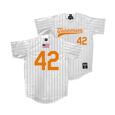Tennessee Volunteers #42 Bryson Thacker Nike 2025 White Pinstripe Baseball Game Jersey