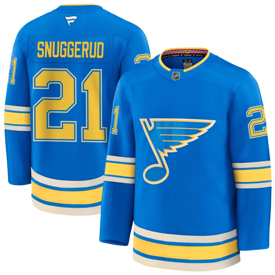 Mens St. Louis Blues #21 Jimmy Snuggerud Fanatics Light Blue Alternate Player Jersey