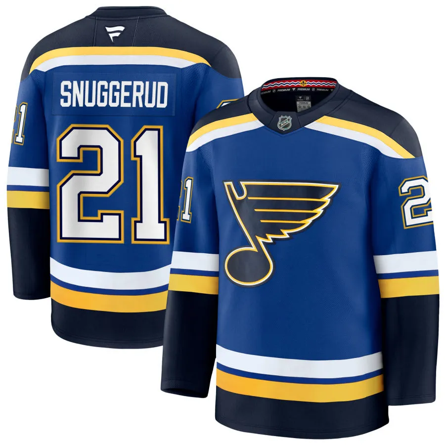 Mens St. Louis Blues #21 Jimmy Snuggerud Fanatics Home Blue Player Jersey