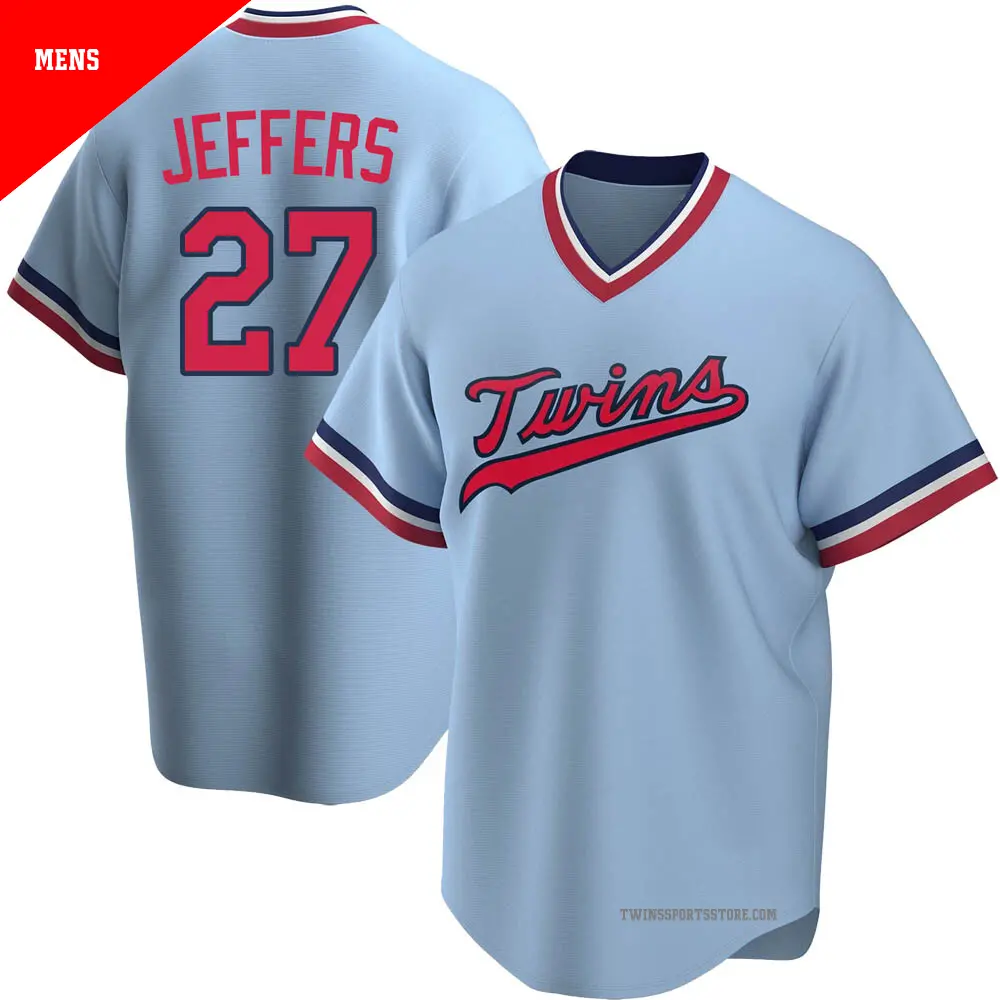 Mens Minnesota Twins #27 Ryan Jeffers Nike Blue Cooperstown Collection Jersey