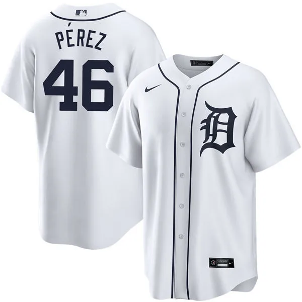 Men's Detroit Tigers #46 Wenceel Perez Nike White Home Limited Player Jersey