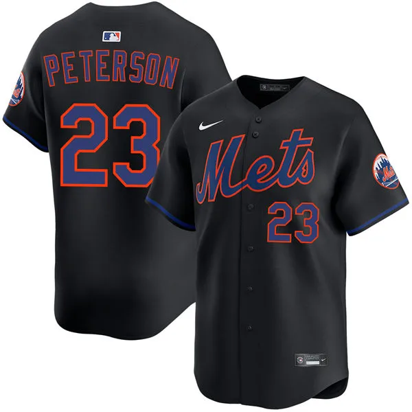 Youth New York Mets #23 David Peterson Nike Black Alternate Limited Jersey