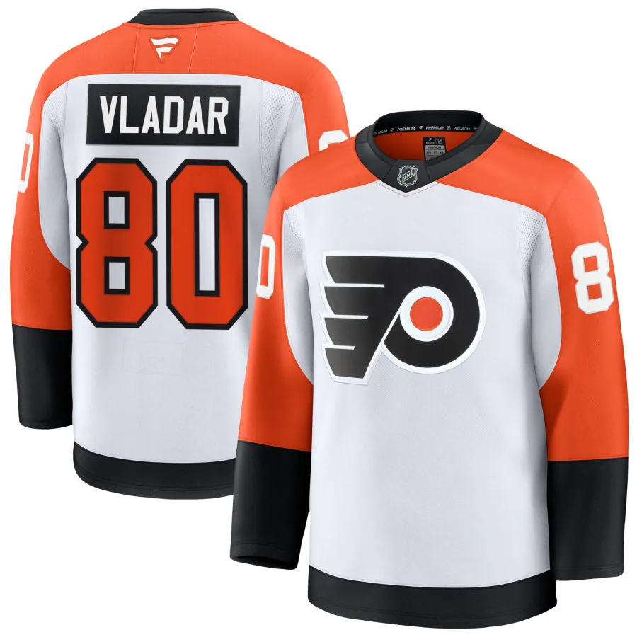 Mens Philadelphia Flyers #80 Daniel Vladar Fanatics White Away Player Jersey