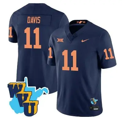 West Virginia Mountaineers #11 William Davis Navy 1965 Retro Football Jersey