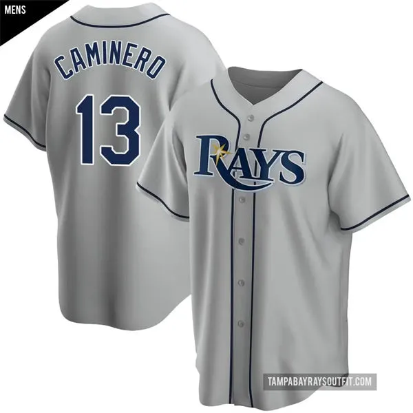 Men's Tampa Bay Rays #13 Junior Caminero Nike Gray Road Limited Jersey