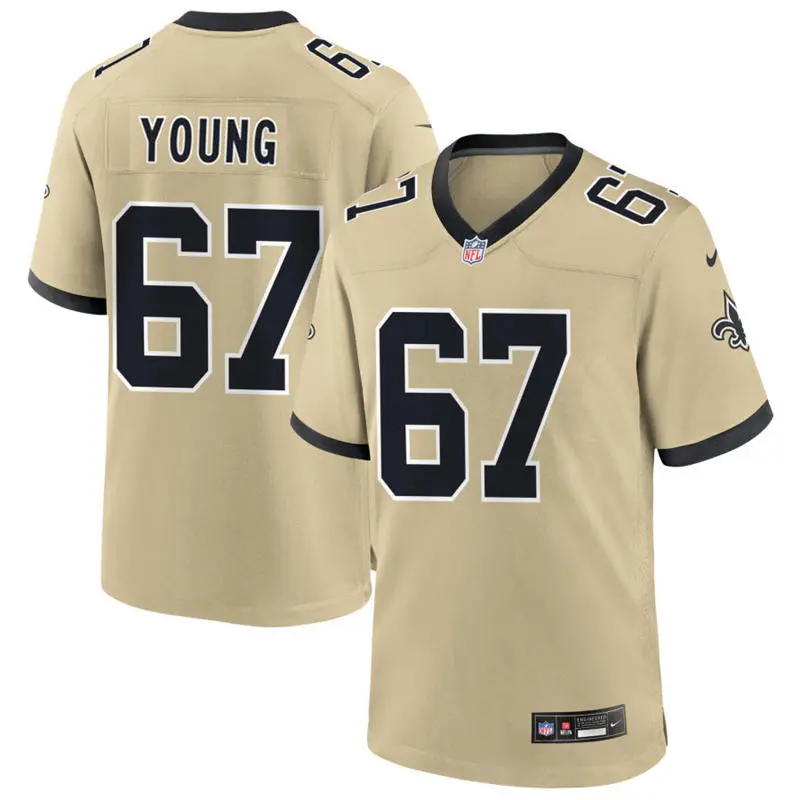 Youth New Orleans Saints #67 Landon Young Nike Gold Gameday Golds Alternate F.U.S.E. Limited Jersey