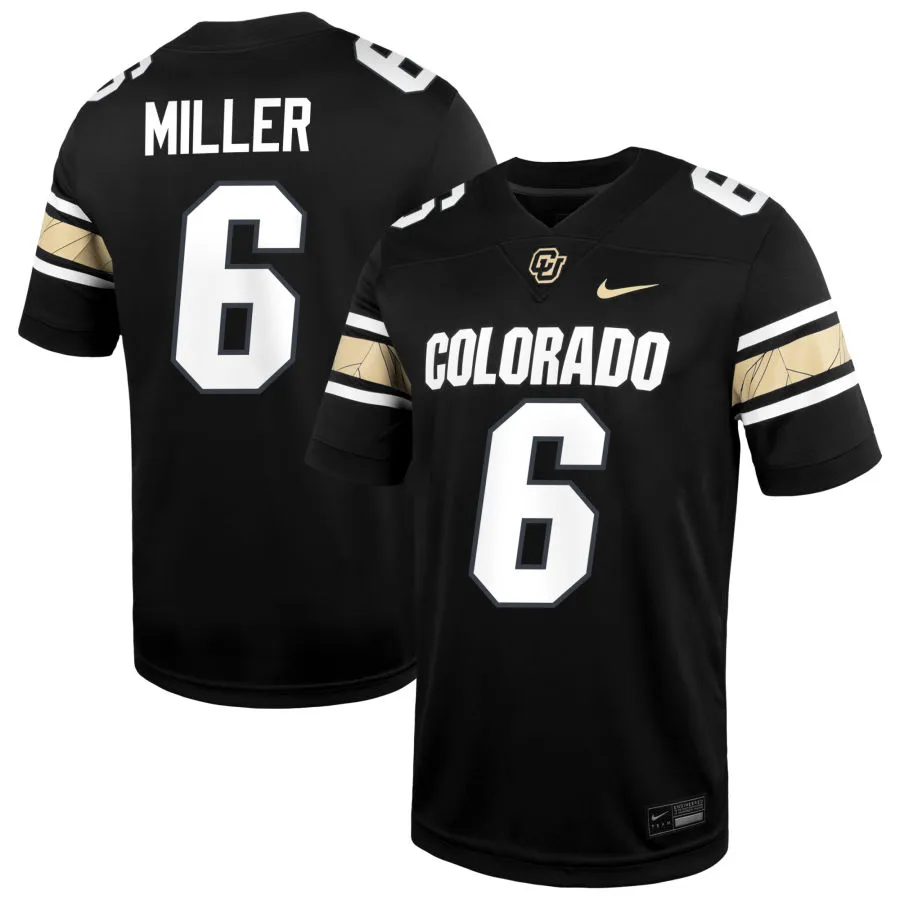 Colorado Buffaloes #6 Dre'lon Miller 2025 Black White College Football Game Jersey