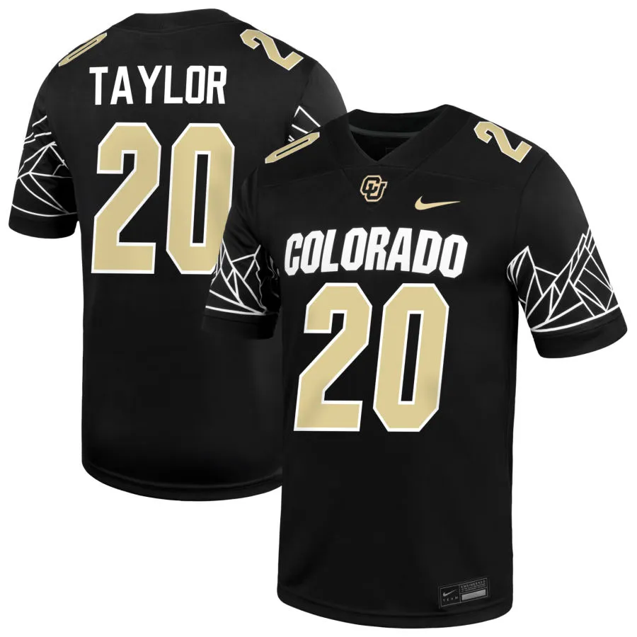Colorado Buffaloes #20 DeKalon Taylor 2025 Black Gold College Football Game Jersey