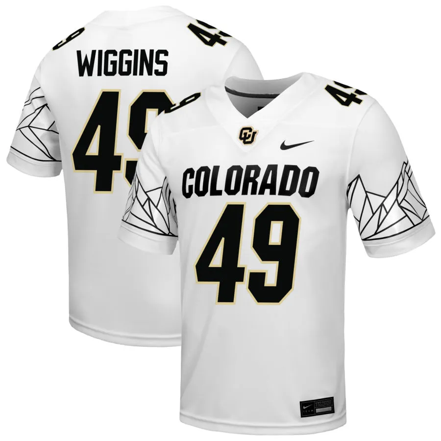 Colorado Buffaloes #49 Quency Wiggins  2025 White Black College Football Game Jersey