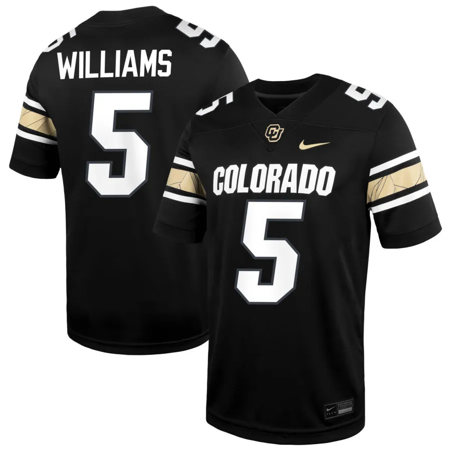 Colorado Buffaloes #5 Hykeem Williams 2025 Black White College Football Game Jersey