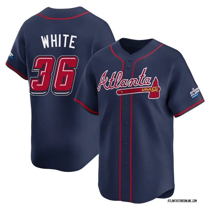 Men's Atlanta Braves #36 Eli White Navy 2025 MLB Speedway Classic Alternate Limited Jersey
