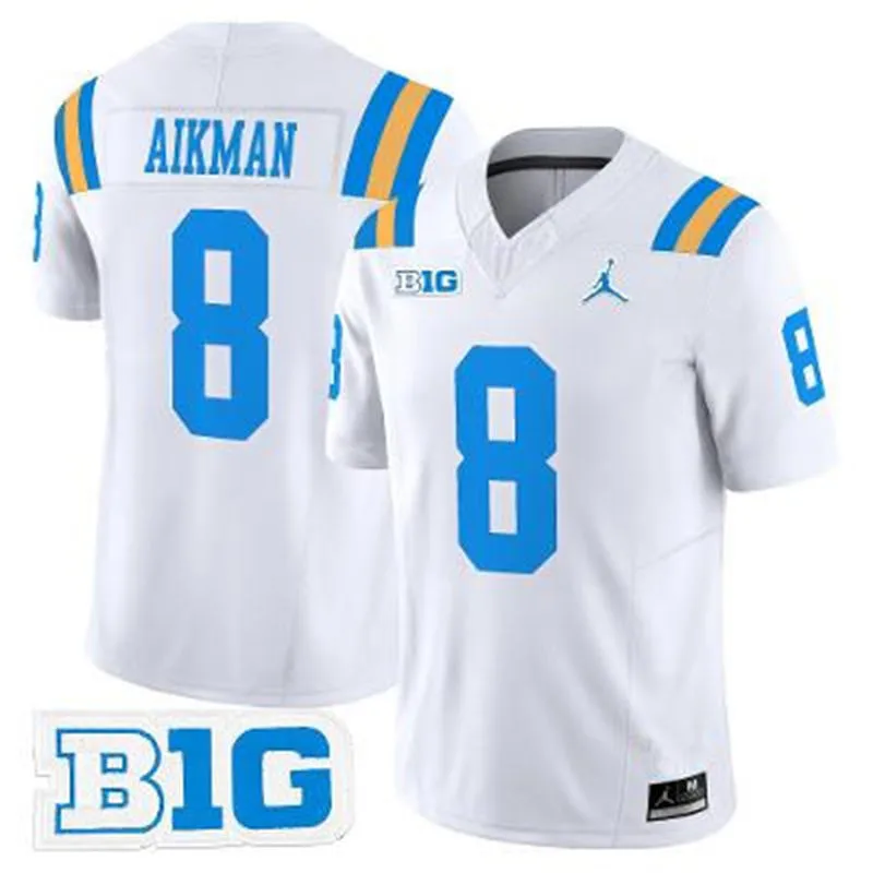 UCLA Bruins #8 Troy Aikman 2025 BIG White Football Game Jersey
