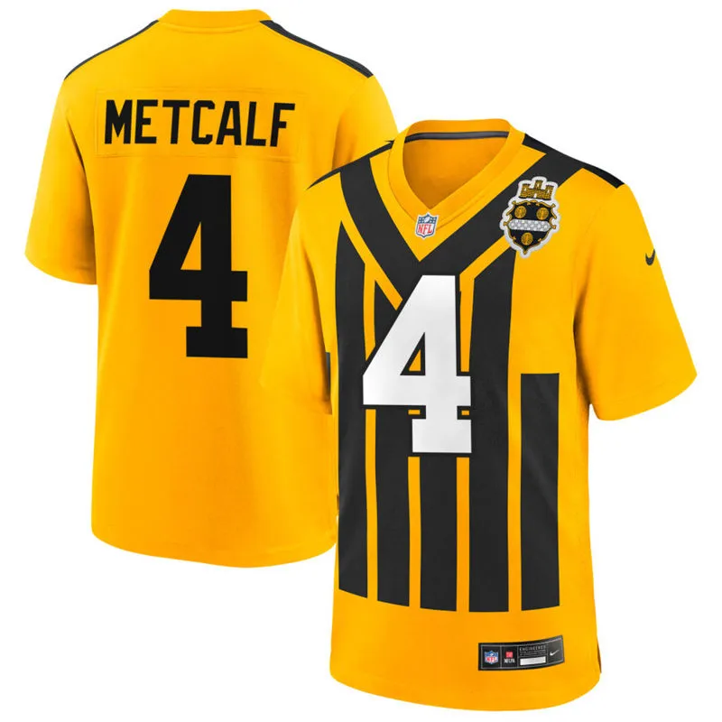 Youth Pittsburgh Steelers #4 DK Metcalf Nike Gold Alternate 1933 Throwback Game Jersey