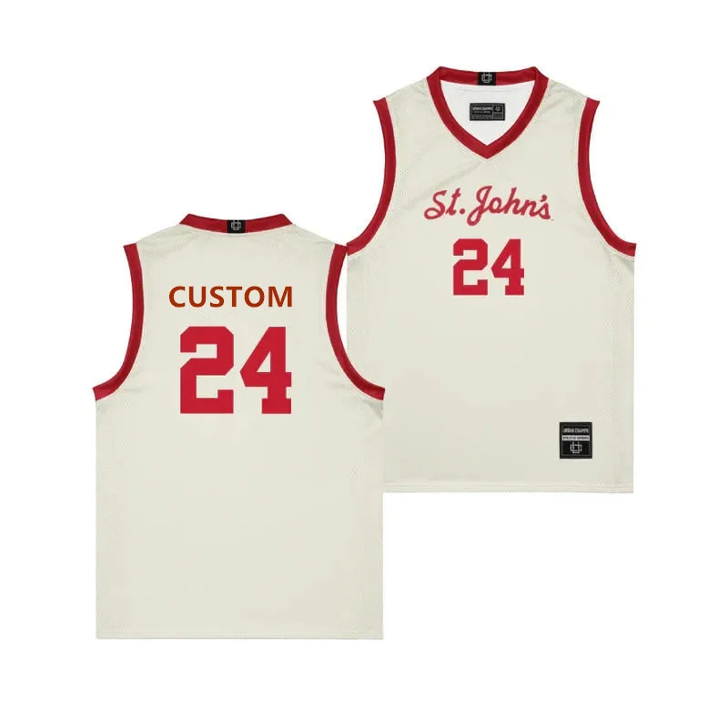 St. John's Red Storm Custom Cream Retro Basketball Jersey