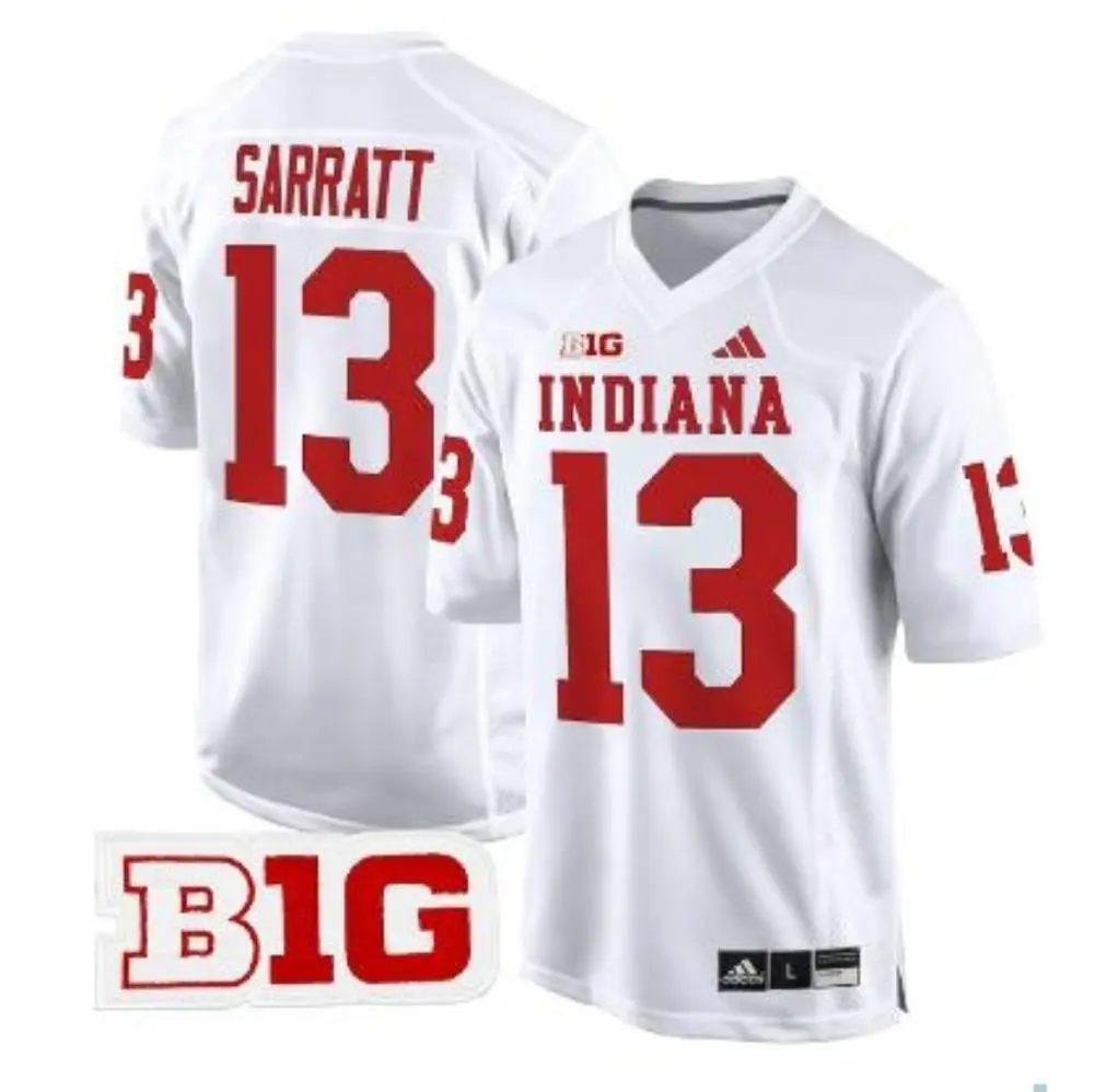 Indiana Hoosiers #13 Elijah Sarratt White Indiana Football Game Jersey