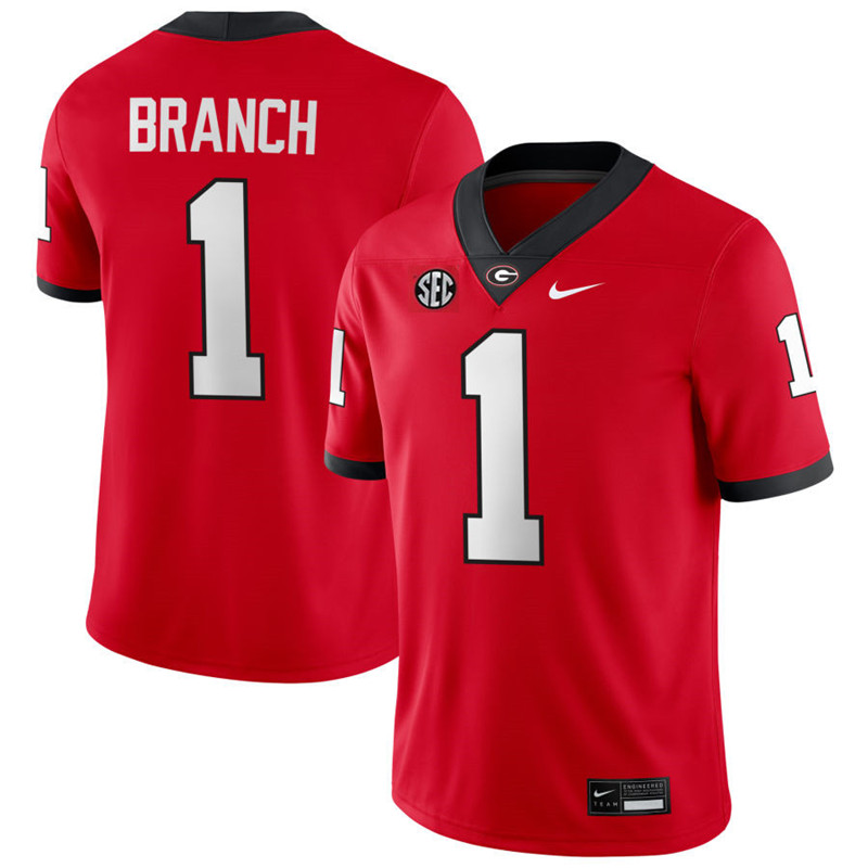 Georgia Bulldogs #1 Zachariah Branch Maroon College Football Game Jersey