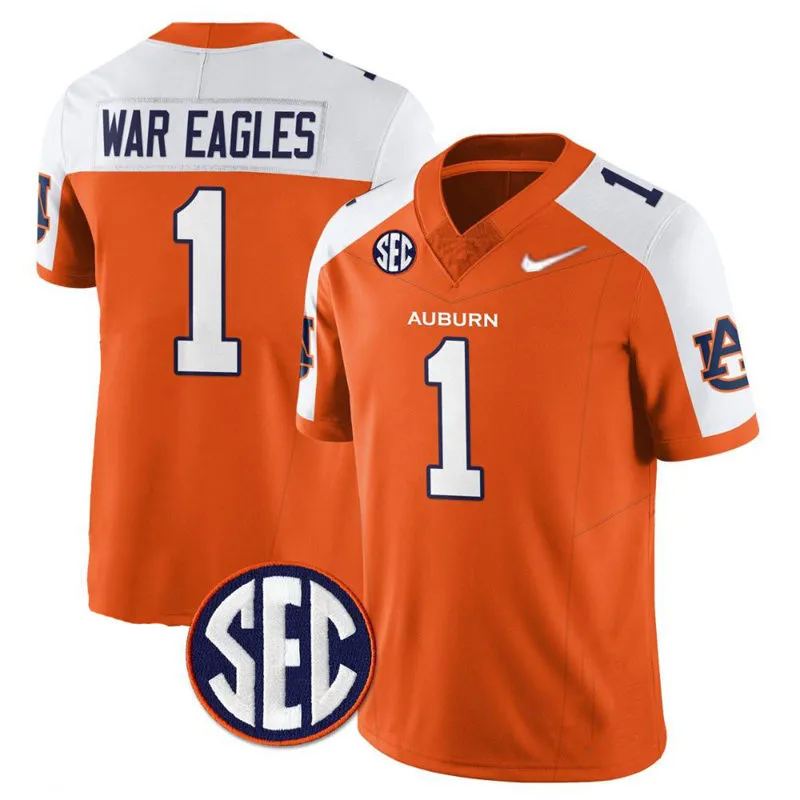 Auburn Tigers #1 War Eagles Orange White Gratitude Limited Football Jersey