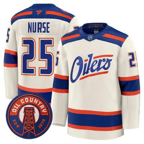 Men's Edmonton Oilers #25 Darnell Nurse Cream Alternate Oil Country Jersey