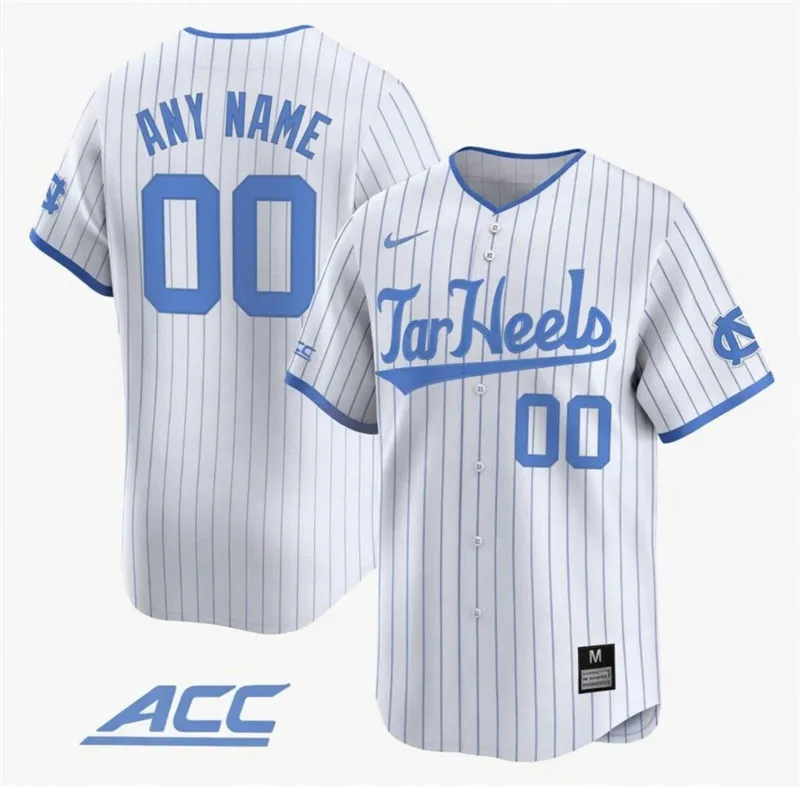 North Carolina Tar Heels Custom 2026 White Pinstripe Baseball Game Jersey