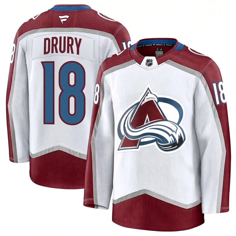 Men's Colorado Avalanche #18 Jack Drury Fanatics White Away Premium Jersey