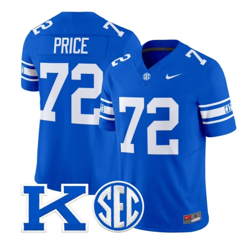 Kentucky Wildcats #72 Coleton Price Nike Royal Power K 1980's Retro Jersey