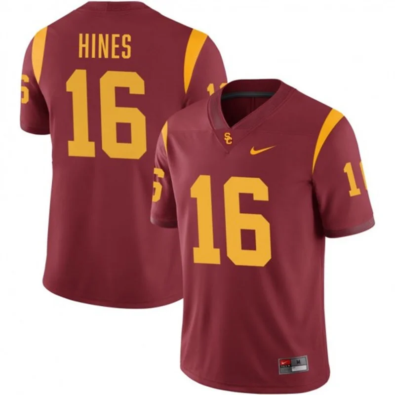 USC Trojans #16 Tanook Hines Nike Cardinal with Name Football Limited Jersey
