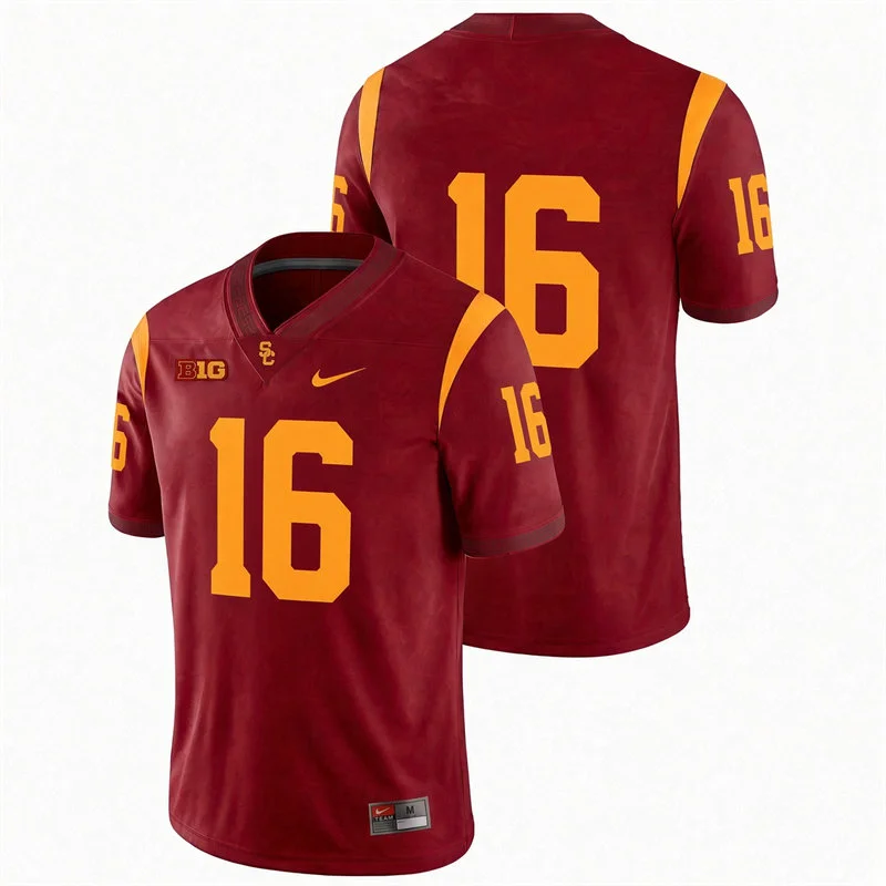 USC Trojans #16 Tanook Hines Nike Cardinal Football Game Jersey