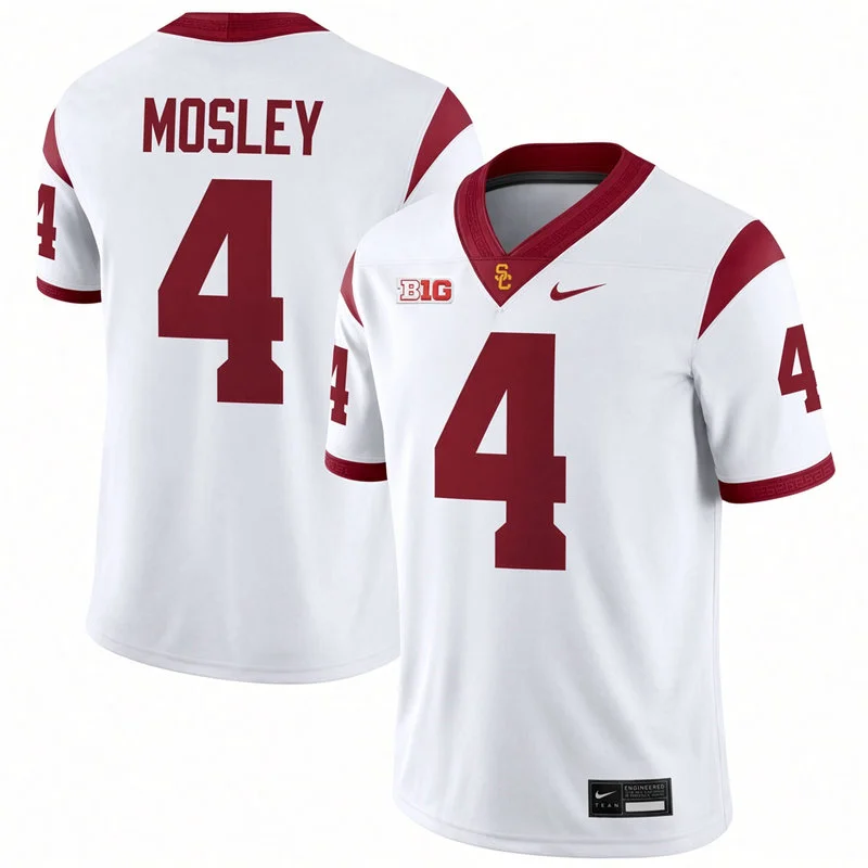 USC Trojans #4 Trent Mosley Nike White with Name Football Limited Jersey