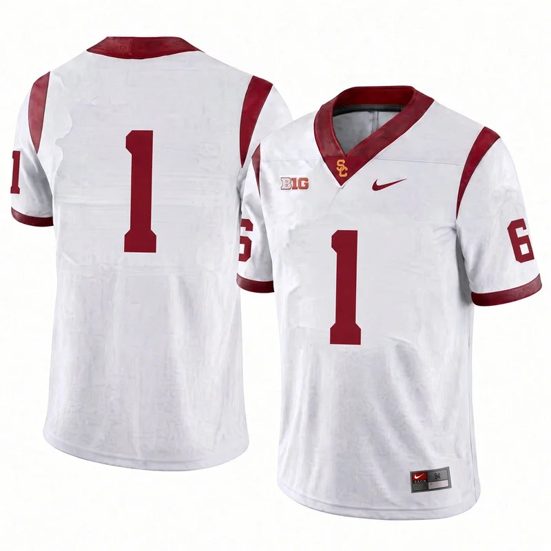USC Trojans #1 Kameryn Crawford Nike White Football Game Jersey