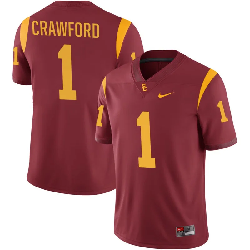 USC Trojans #1 Kameryn Crawford Nike Cardinal with Name Football Limited Jersey