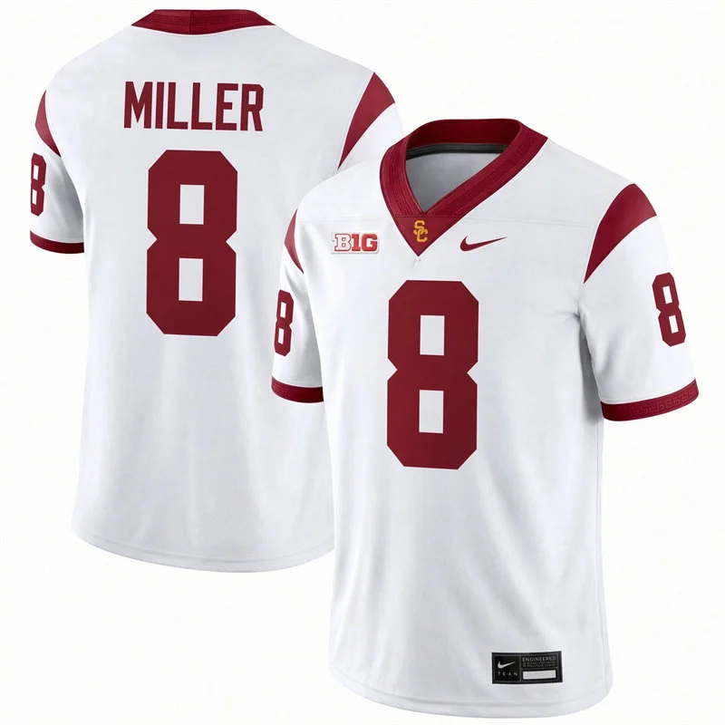 USC Trojans # 8 King Miller Nike White with Name Football Limited Jersey