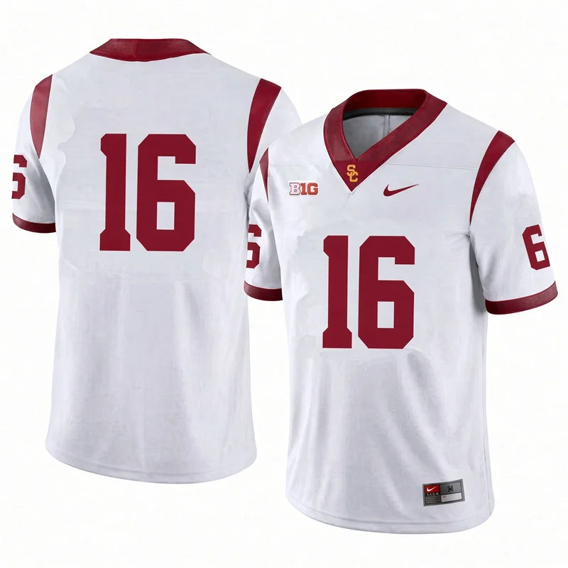 USC Trojans #16 Tanook Hines Nike White Football Game Jersey
