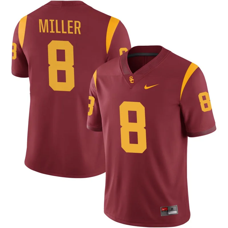 USC Trojans # 8 King Miller Nike Cardinal with Name Football Limited Jersey