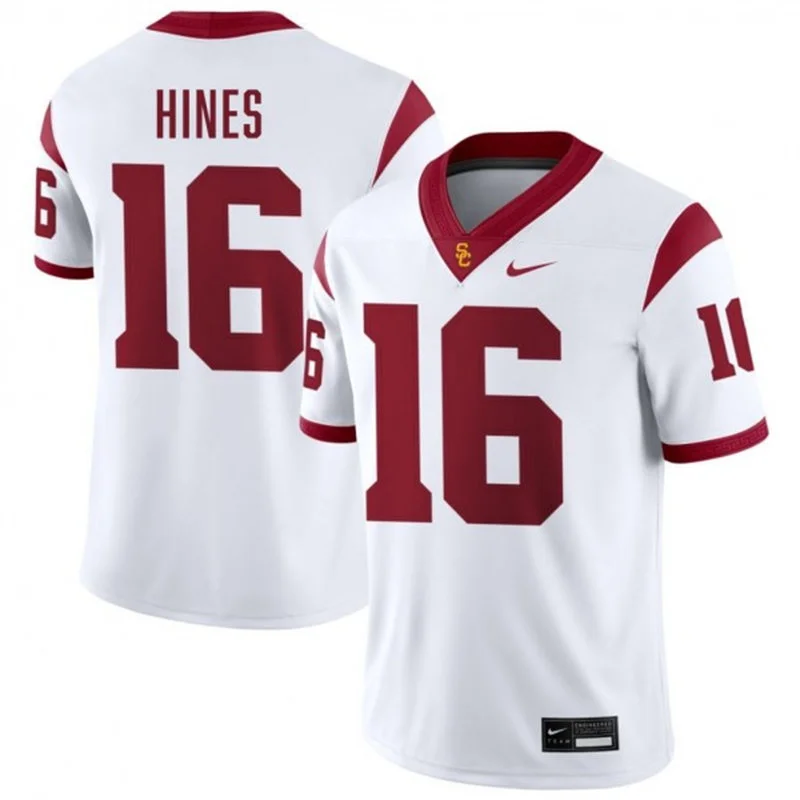 USC Trojans #16 Tanook Hines Nike White with Name Football Limited Jersey