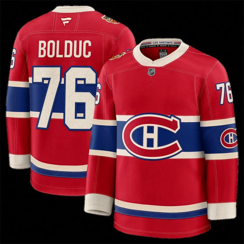 Mens Montreal Canadiens #76 Zachary Bolduc Fanatics Red 2026 NHL Heritage Classic Premium Jersey