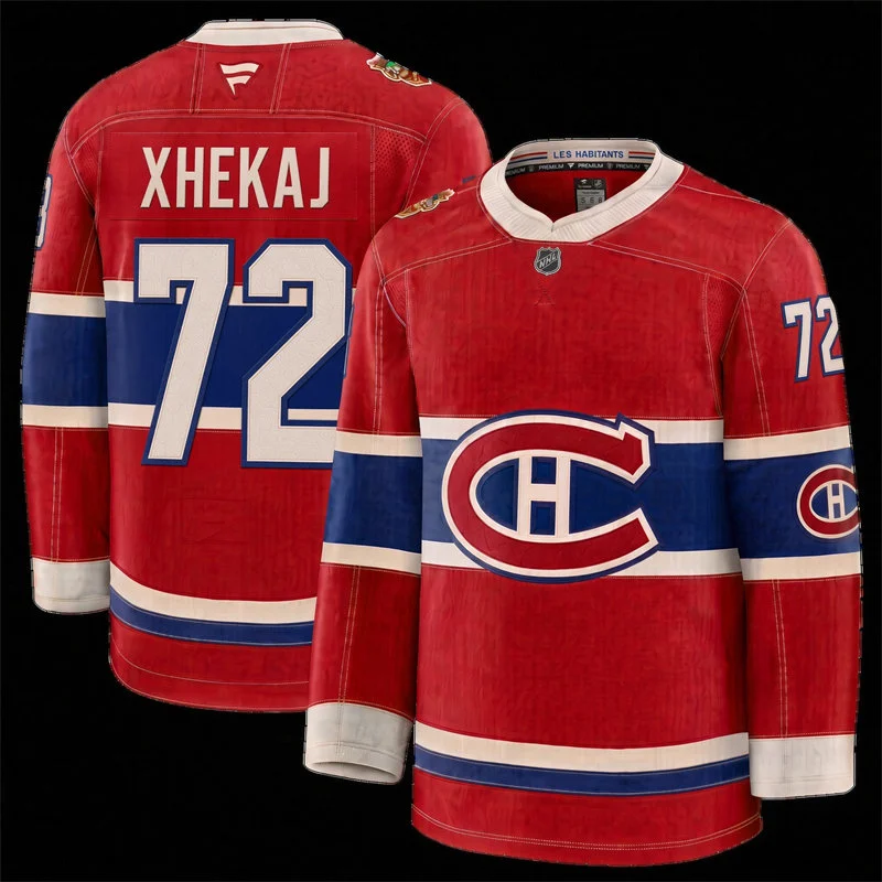 Men's Montreal Canadiens #72 Arber Xhekaj Fanatics Red 2026 NHL Heritage Classic Premium Jersey