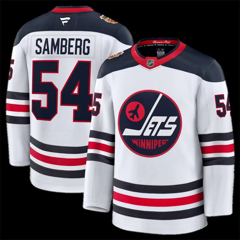 Men's Winnipeg Jets #54 Dylan Samberg Fanatics White 2026 NHL Heritage Classic Premium Jersey