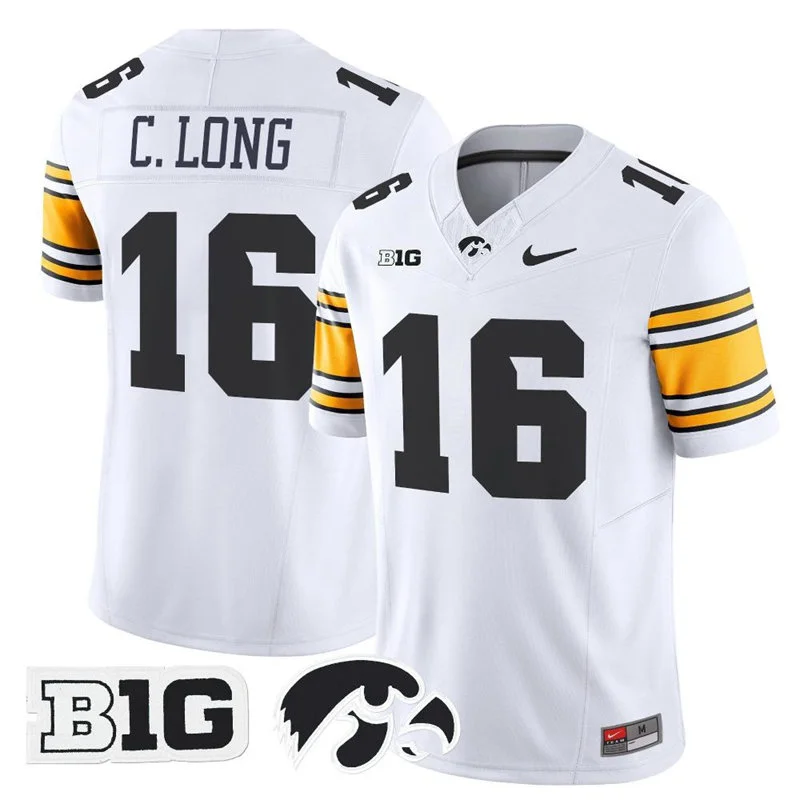 Iowa Hawkeyes Retired Player #16 Chuck Long White Football Game Jersey