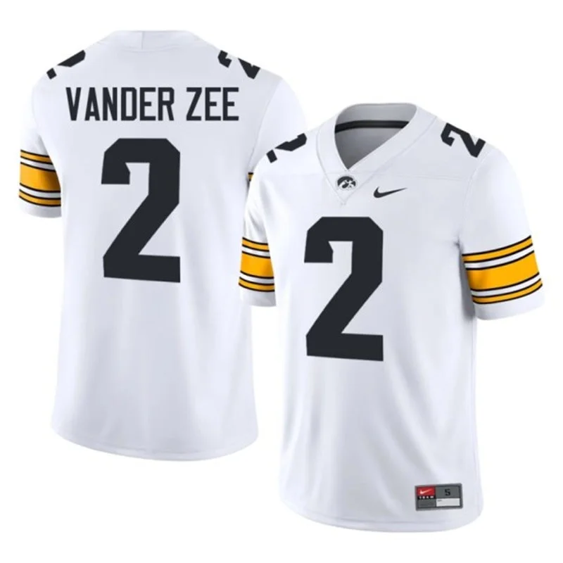 Iowa Hawkeyes #2 Reece Vander Zee White Football Game Jersey