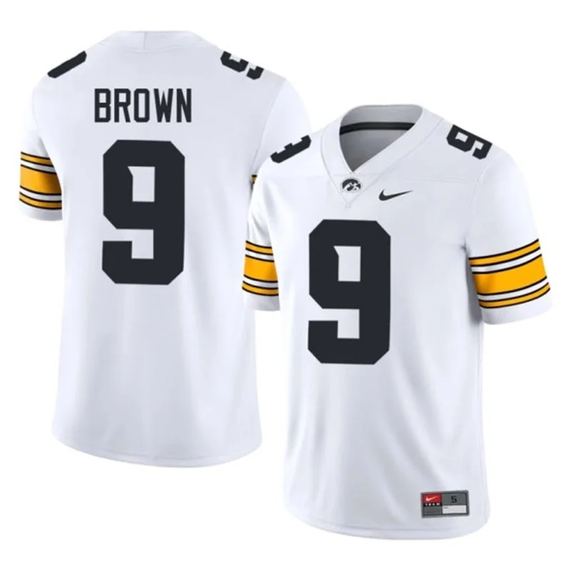 Iowa Hawkeyes #9 Hank Brown White Football Game Jersey