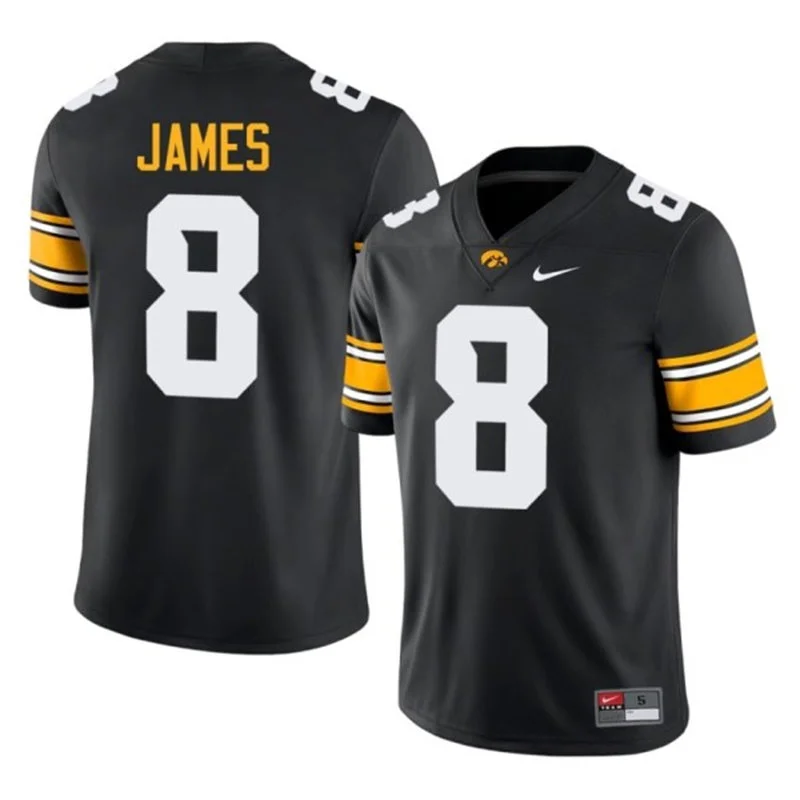 Iowa Hawkeyes #8 Evan James Black Football Game Jersey