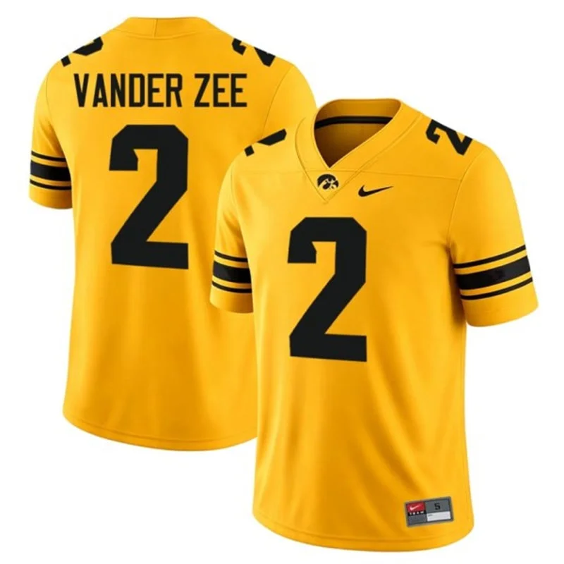 Iowa Hawkeyes #2 Reece Vander Zee Gold Alternate Football Game Jersey