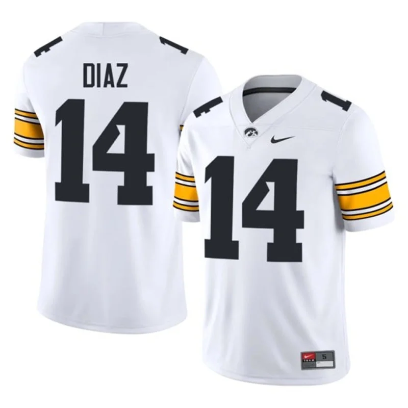 Iowa Hawkeyes #14 Tony Diaz White Football Game Jersey Iowa Hawkeyes #14 Tony Diaz White Football Game Jersey