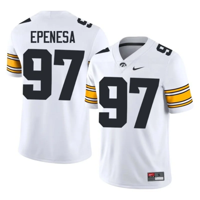 Iowa Hawkeyes #97 Iose Epenesa White Football Game Jersey