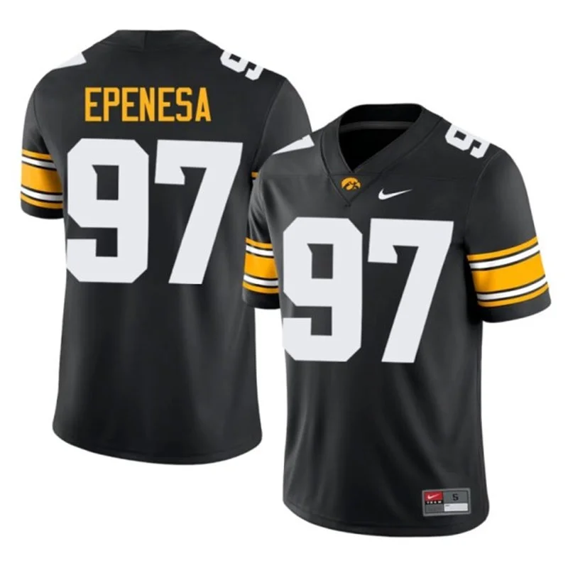 Iowa Hawkeyes #97 Iose Epenesa Black Football Game Jersey