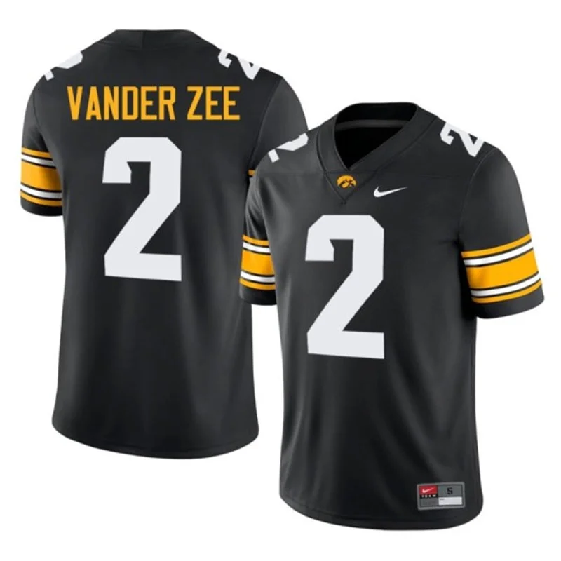 Iowa Hawkeyes #2 Reece Vander Zee Black Football Game Jersey
