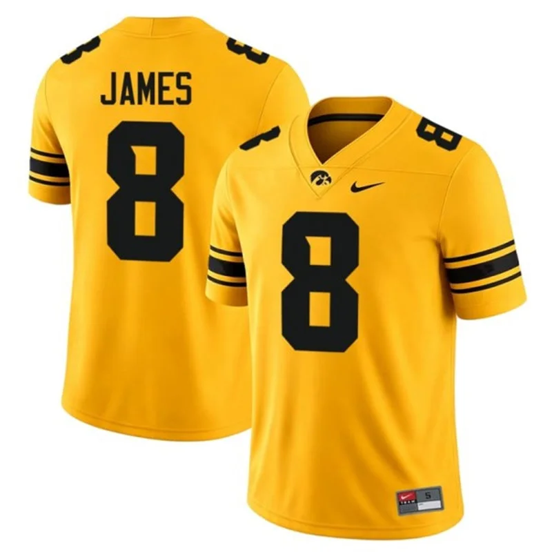 Iowa Hawkeyes #8 Evan James Gold Alternate Football Game Jersey