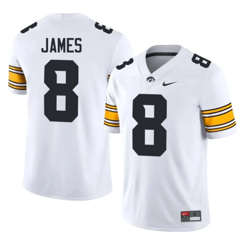 Iowa Hawkeyes #8 Evan James White Football Game Jersey